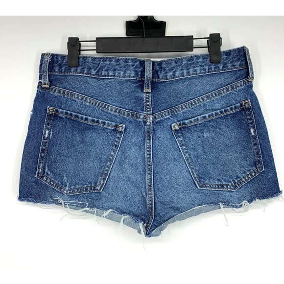 Old Navy OG Shorts Blue Denim High Rise Button Fly Distressed Cutoff - Picture 7 of 10